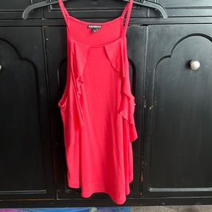 Express ruffle tank in pinky red color size medium